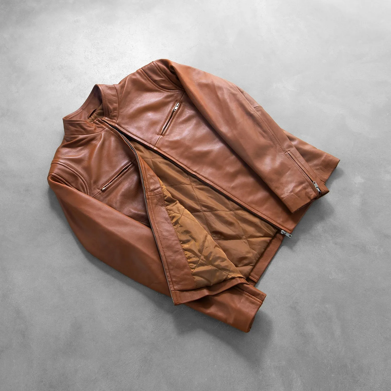 Ionic Brown Leather Biker Jacket