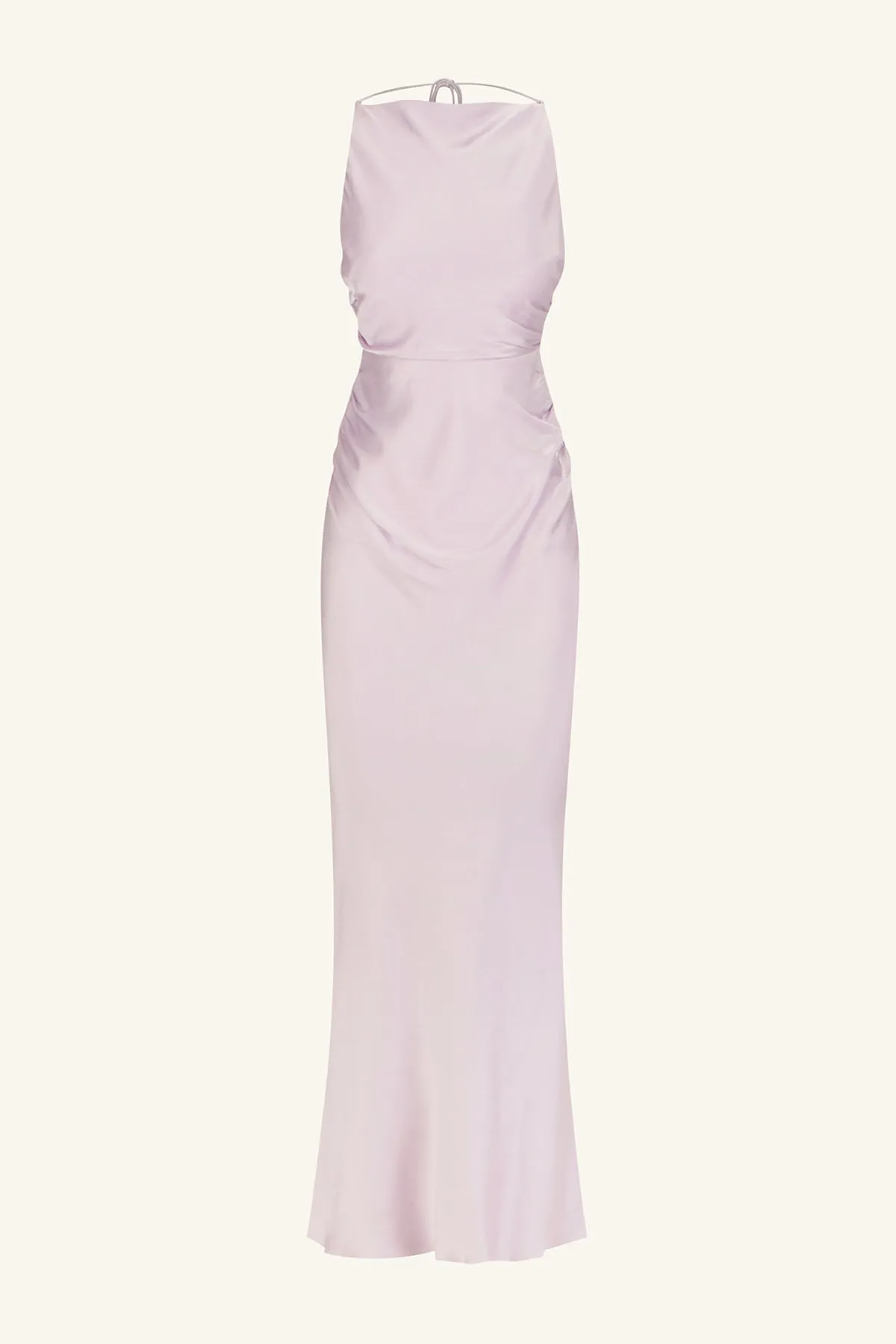 LA LUNE HIGH NECK RUCHED MAXI DRESS - LILAC