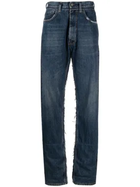 logo-patch ripped-detailing wide-leg jeans
