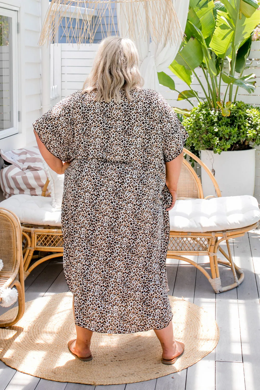 Long Kaftan Dress - Leopard Print