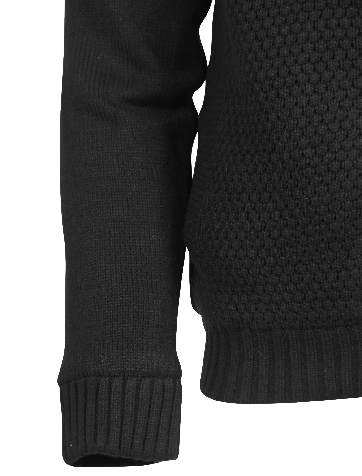 Macedonia Sherpa Lined Knitted Cardigan in Black - Dissident