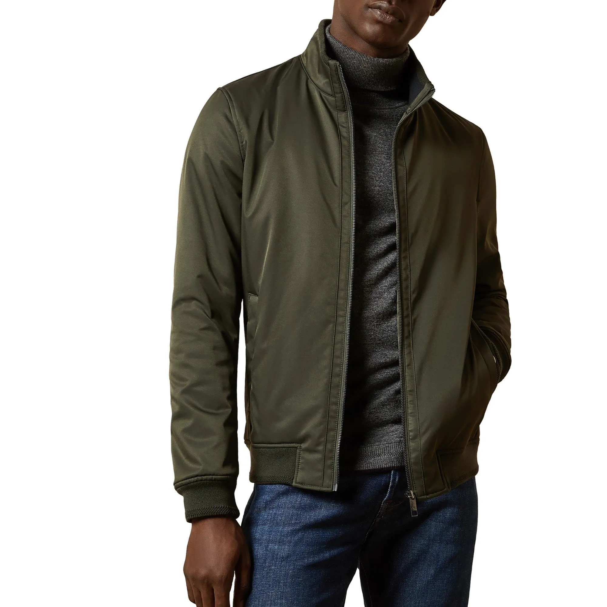 Men Yeppers-Wadded Bomber Jacket - Khaki