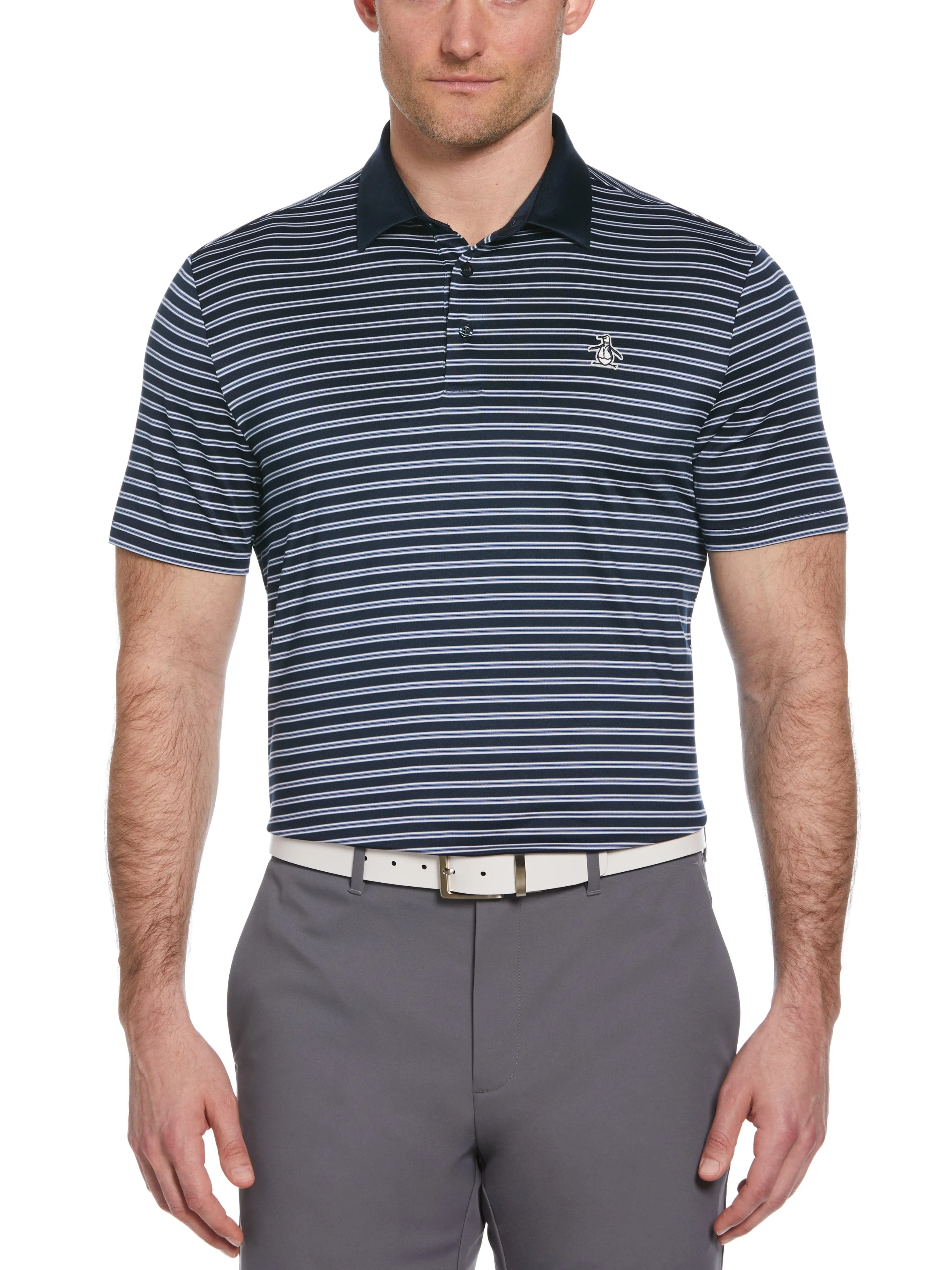 Men's Heritage Stripe Solid Collar Short Sleeve Polo Shirt