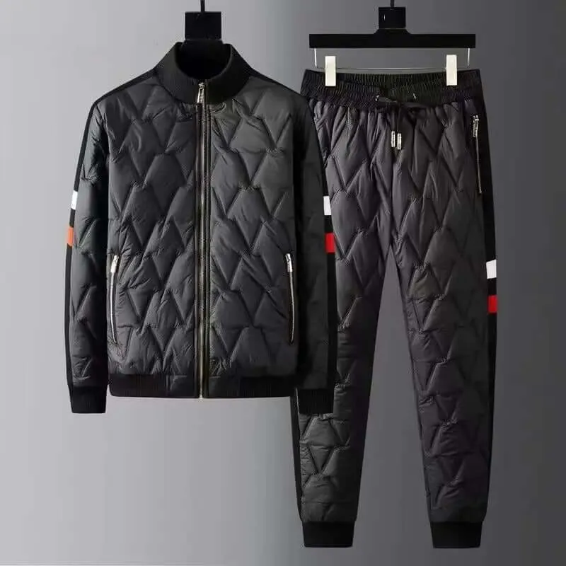 Men's Quilted Tracksuit: Bomber Jacket & Tapered Trousers