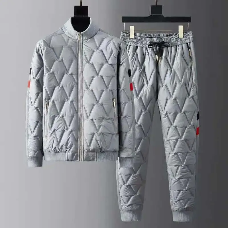 Men's Quilted Tracksuit: Bomber Jacket & Tapered Trousers