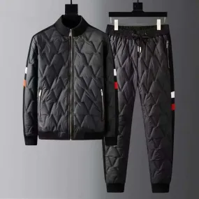 Men's Quilted Tracksuit: Bomber Jacket & Tapered Trousers
