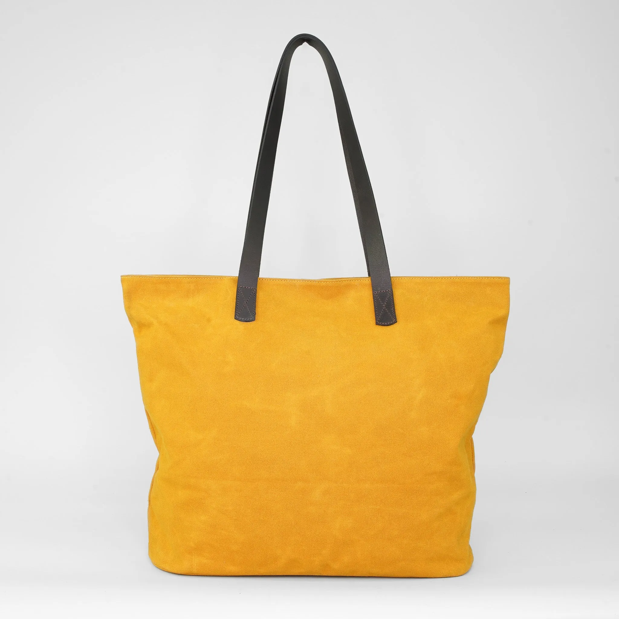 Mustard Waxed Canvas Tote Bag