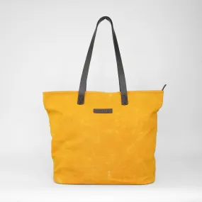 Mustard Waxed Canvas Tote Bag