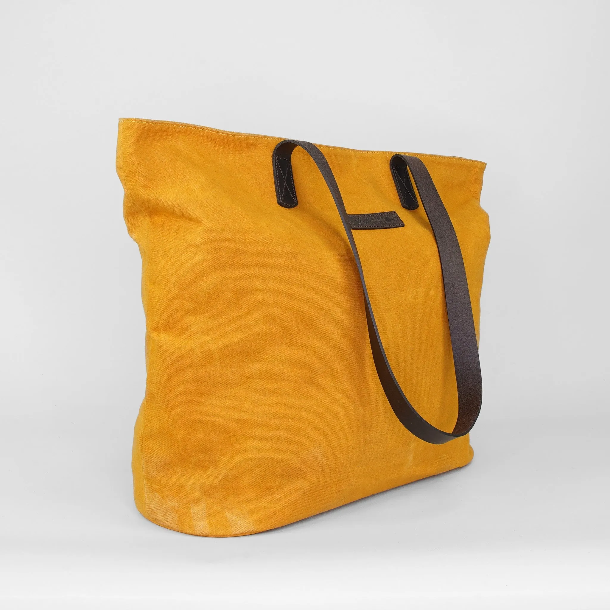Mustard Waxed Canvas Tote Bag