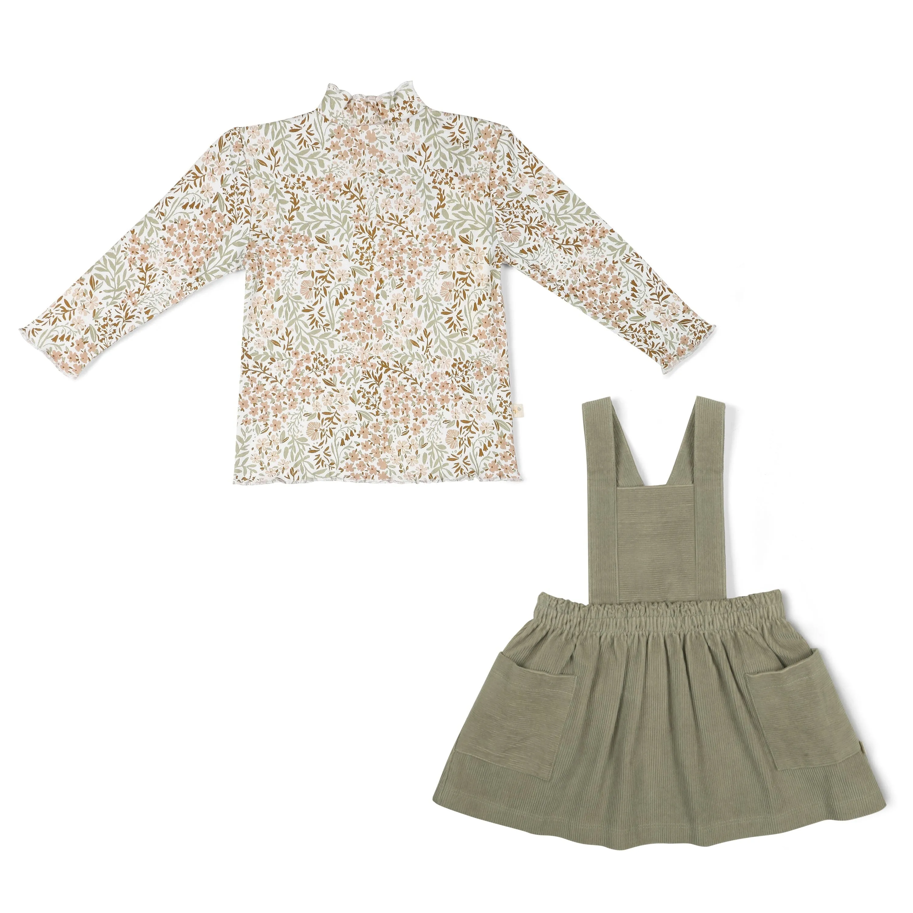 Organic Corduroy Pinafore Dress | Olive