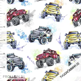 Organic Cotton Jersey - Monster Trucks - Red