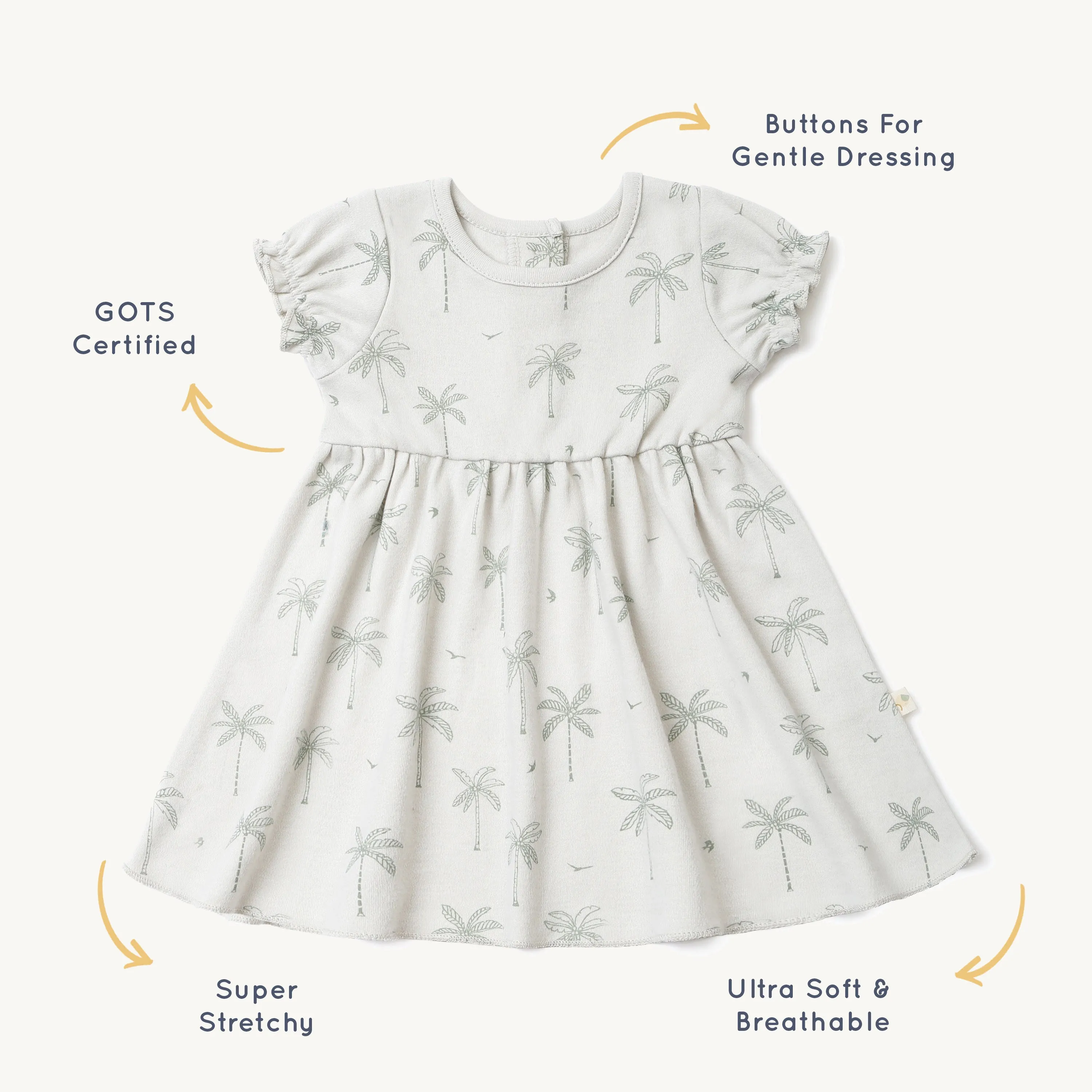 Organic Girls Puff Sleeve Dress - Tropical