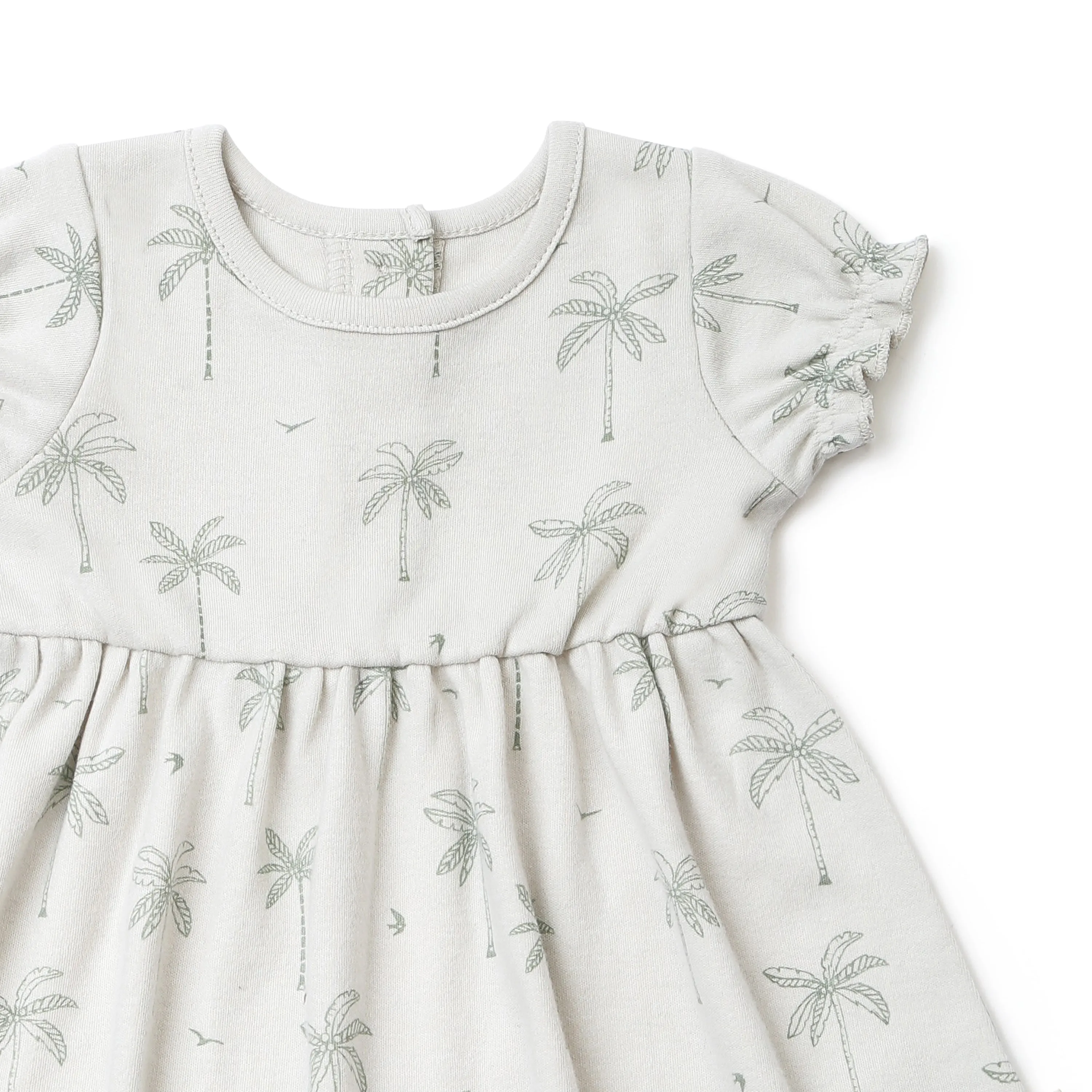 Organic Girls Puff Sleeve Dress - Tropical