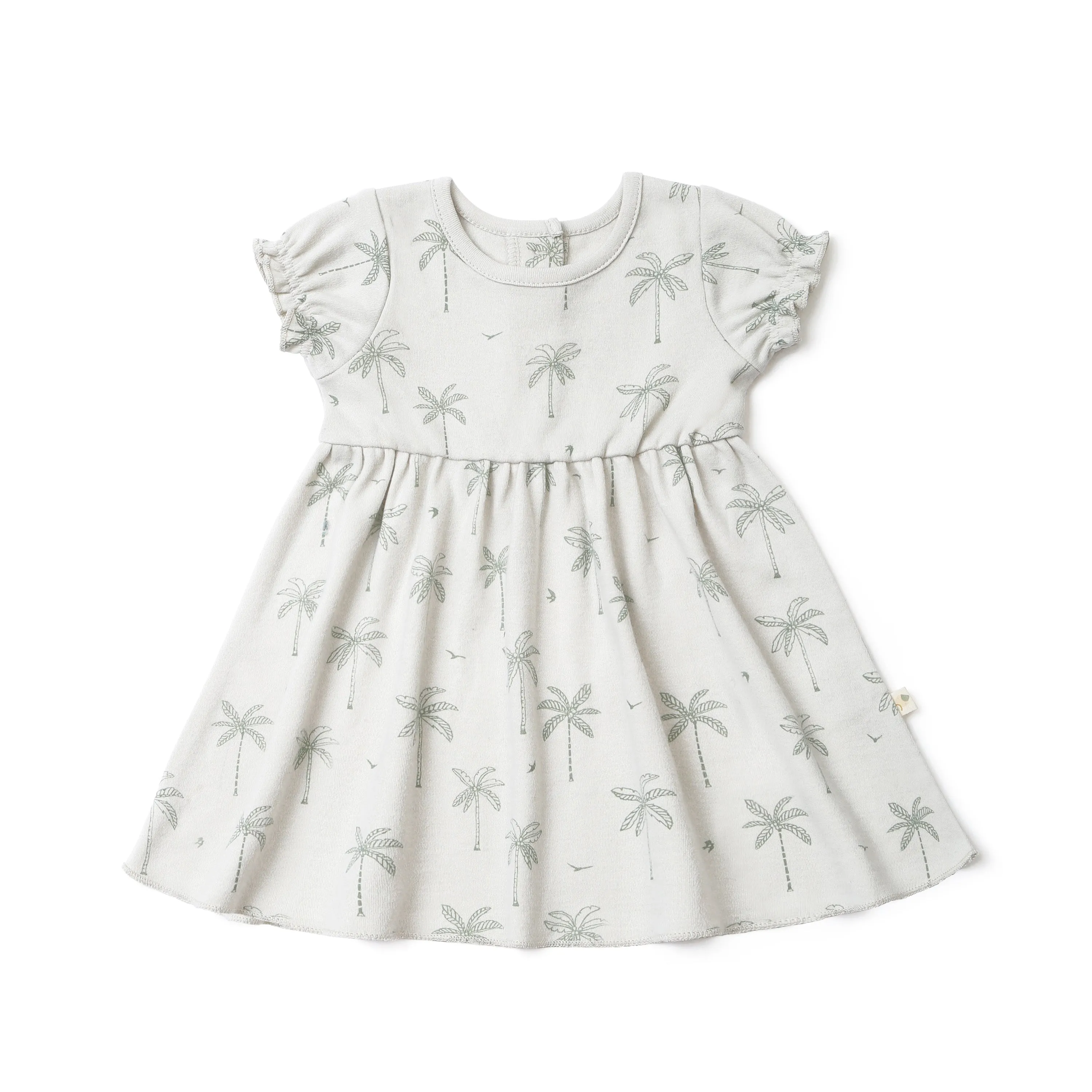 Organic Girls Puff Sleeve Dress - Tropical