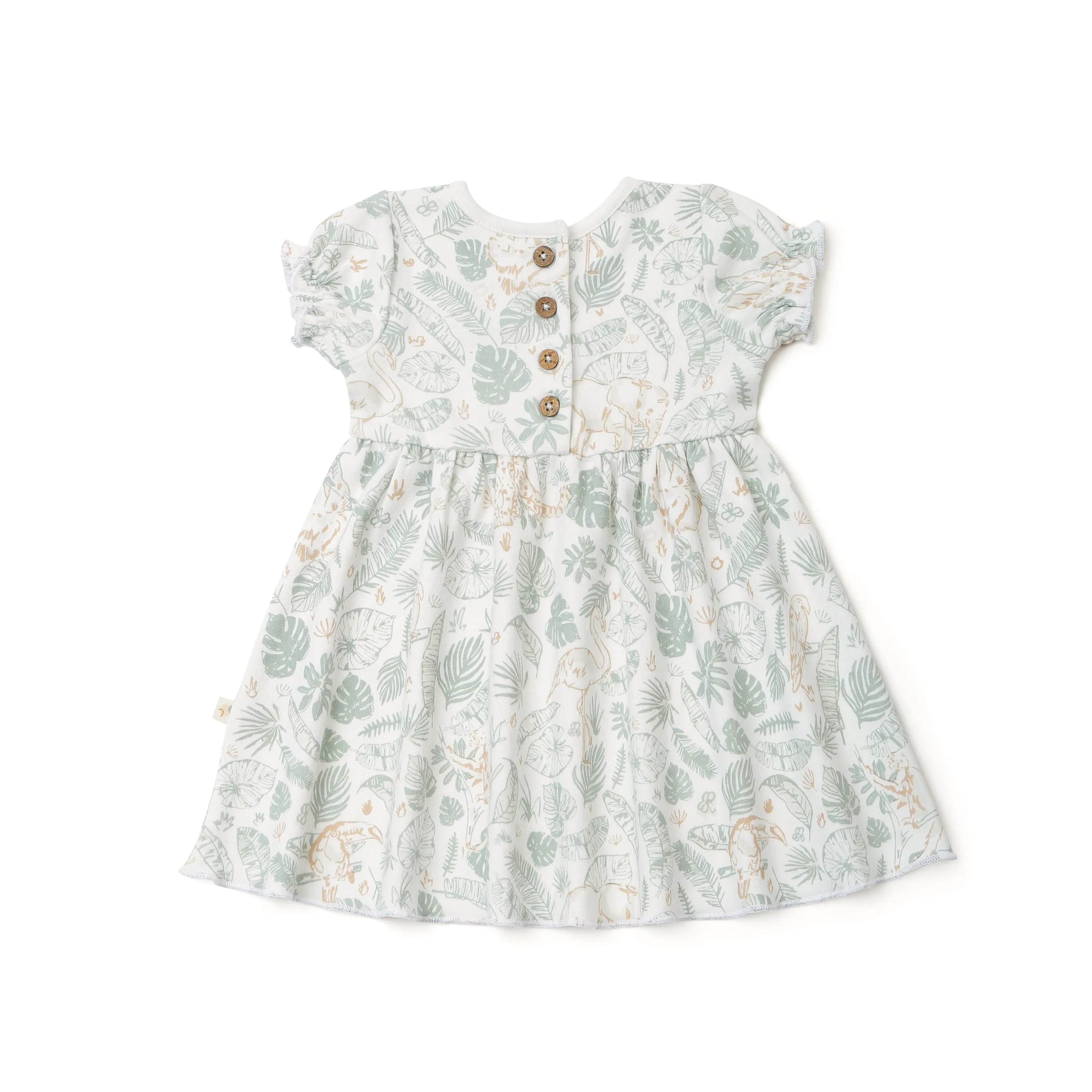 Organic Girls Puff Sleeve Dress - Wild Safari