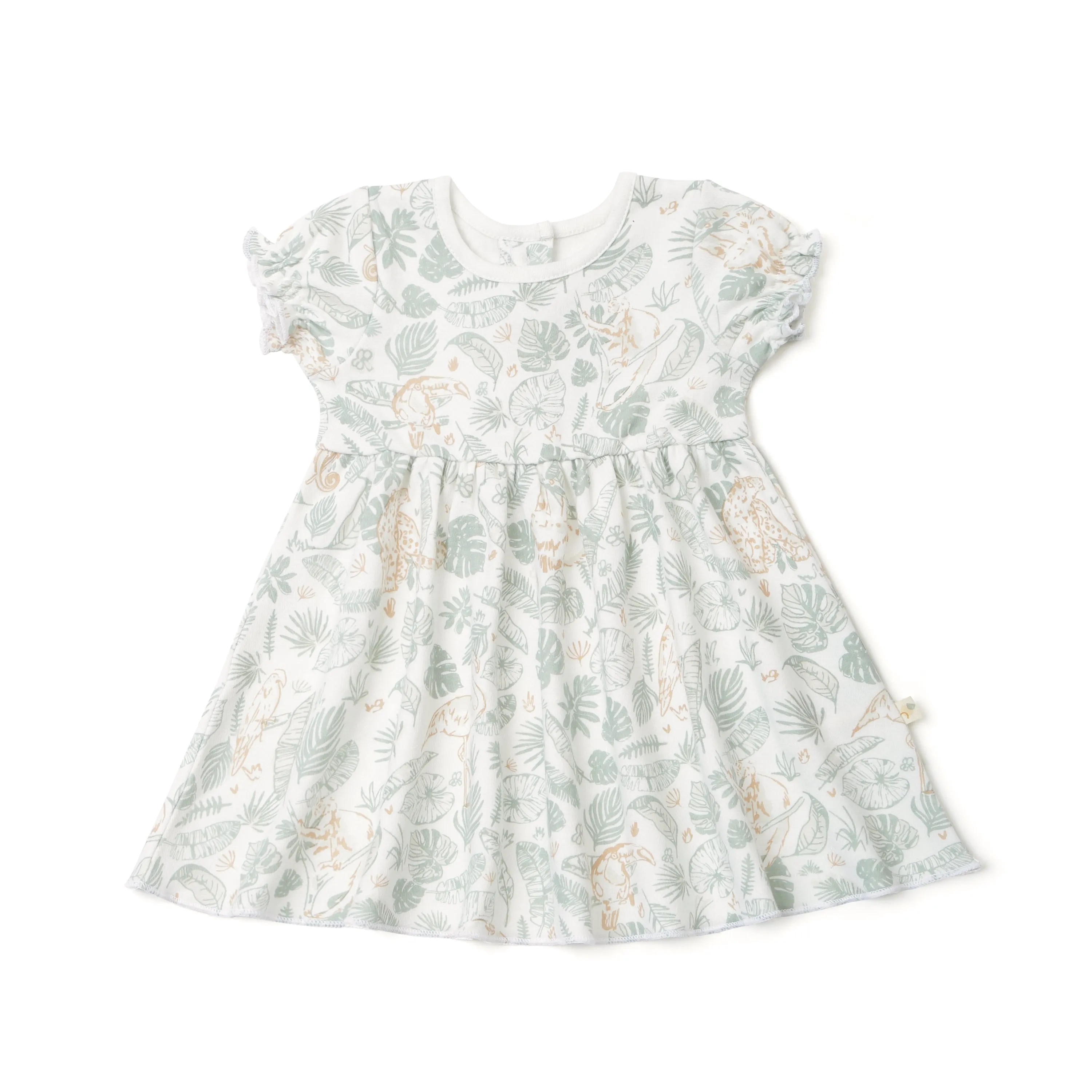 Organic Girls Puff Sleeve Dress - Wild Safari