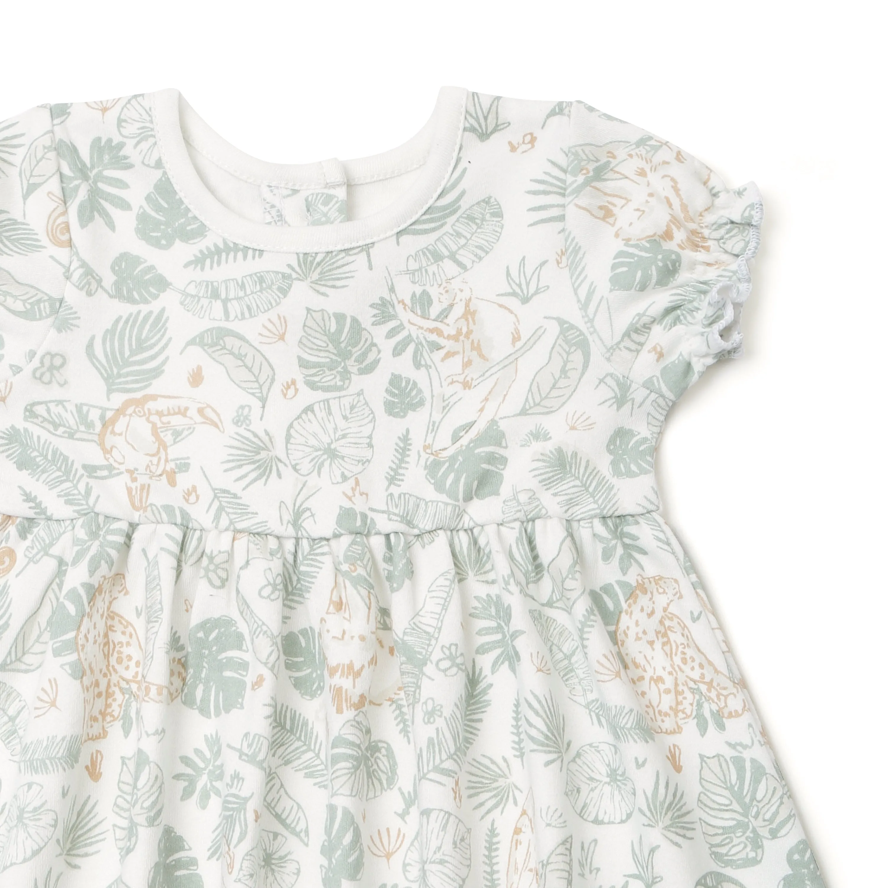 Organic Girls Puff Sleeve Dress - Wild Safari