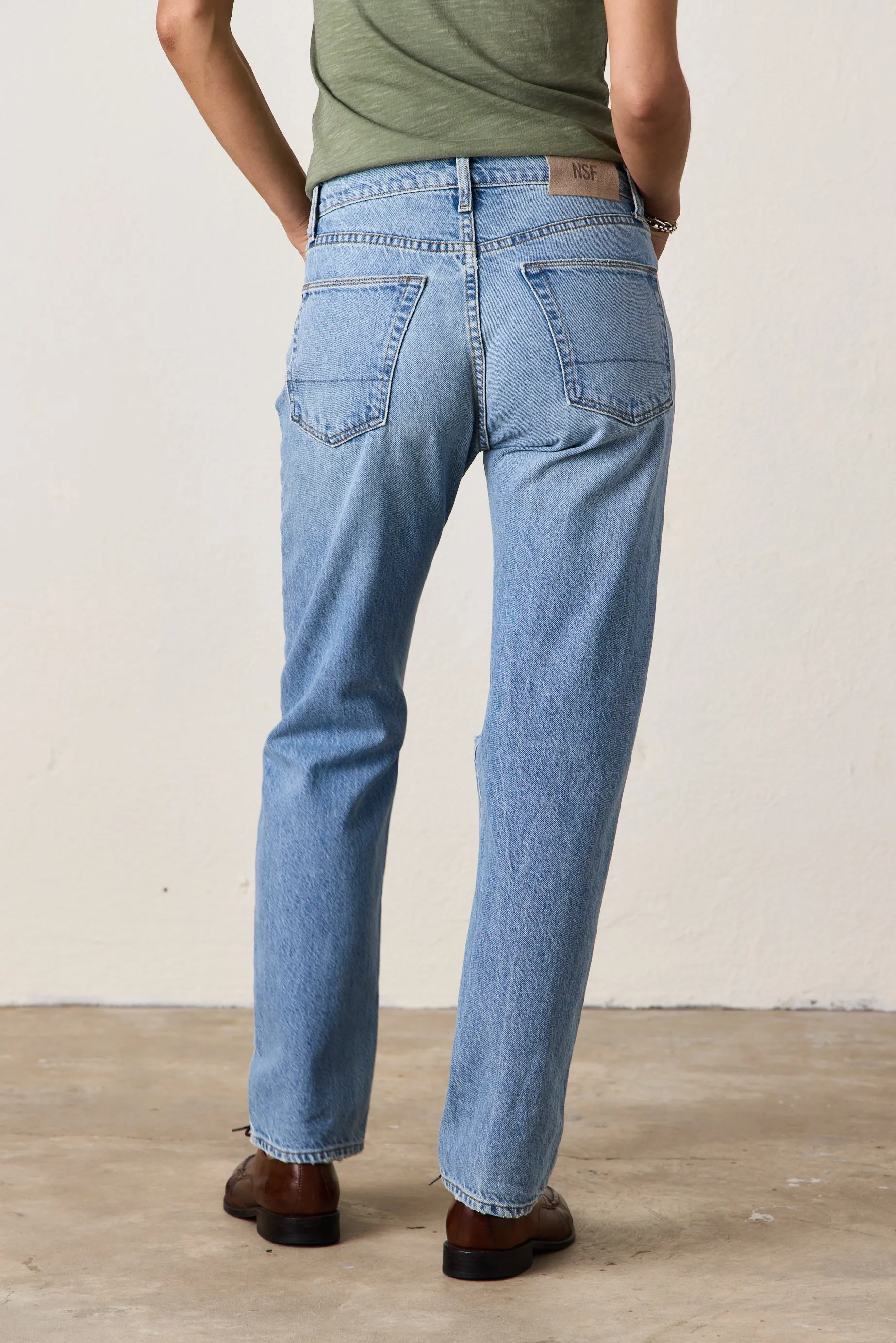 OWEN SLOUCHY STRAIGHT JEAN WITH DESTRUCTION / RIDGE WASH