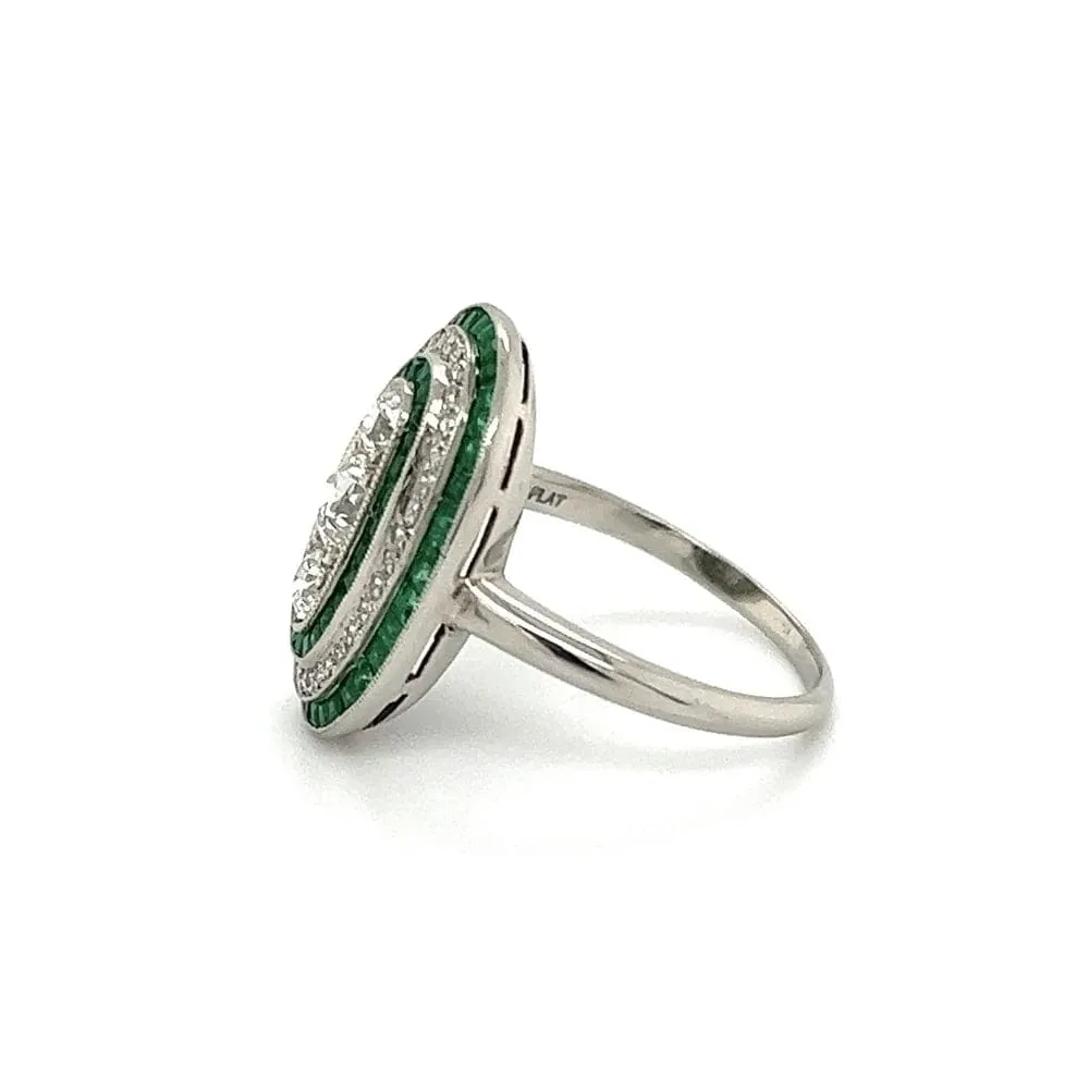 Platinum .41ct OEC Diamond, Emerald & Diamond Oval Shape Ring at Regard Jewelry in Austin, Texas