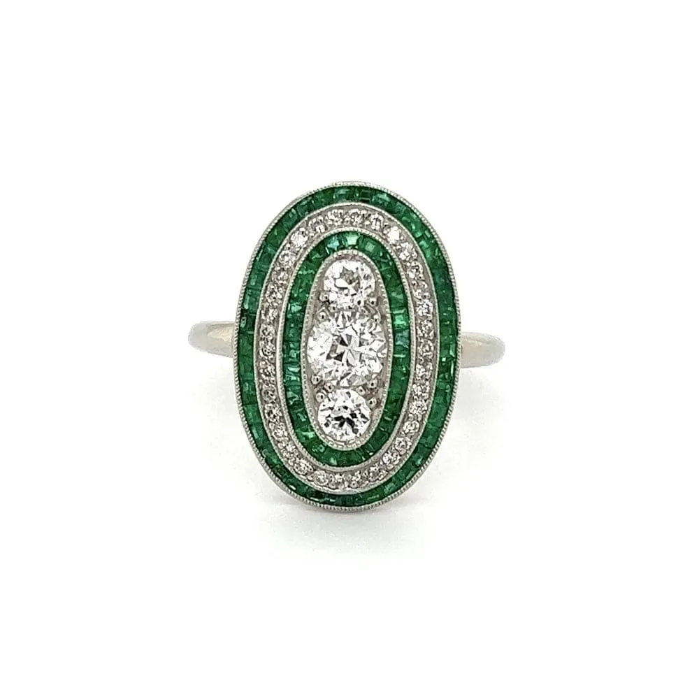 Platinum .41ct OEC Diamond, Emerald & Diamond Oval Shape Ring at Regard Jewelry in Austin, Texas