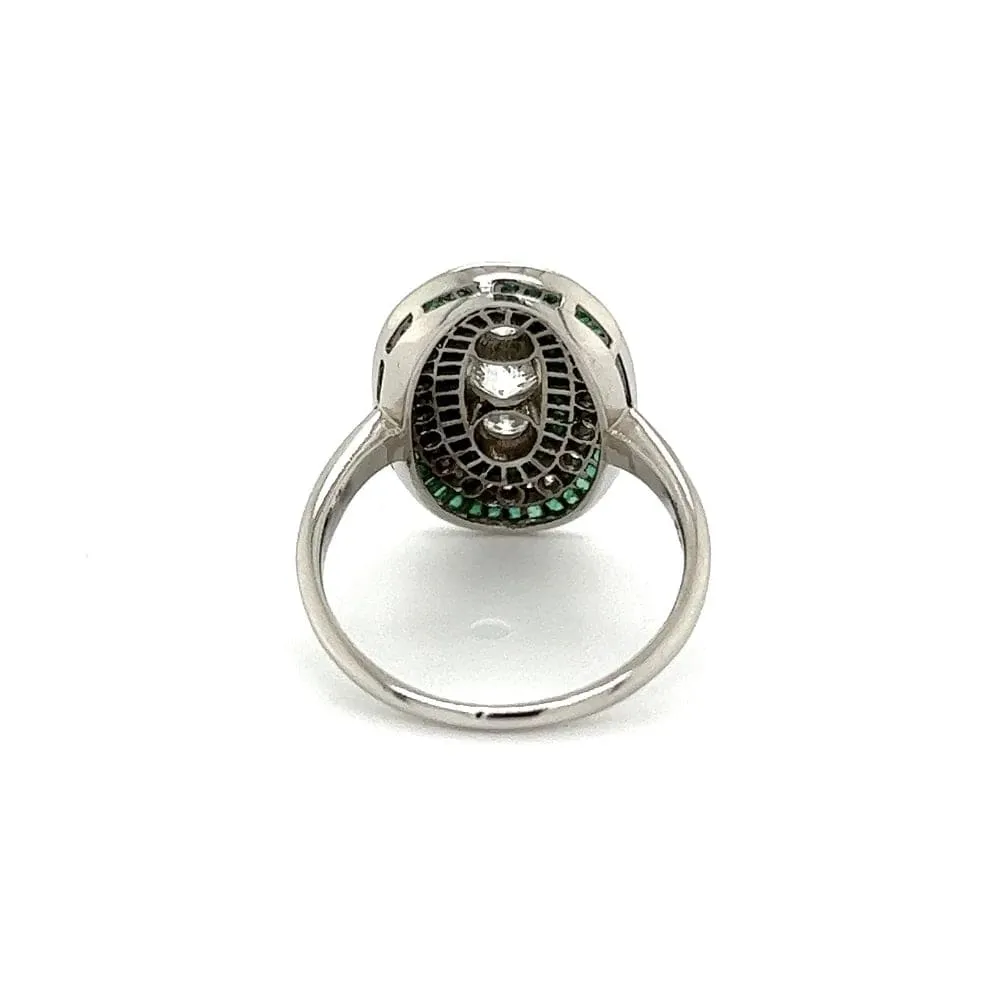 Platinum .41ct OEC Diamond, Emerald & Diamond Oval Shape Ring at Regard Jewelry in Austin, Texas