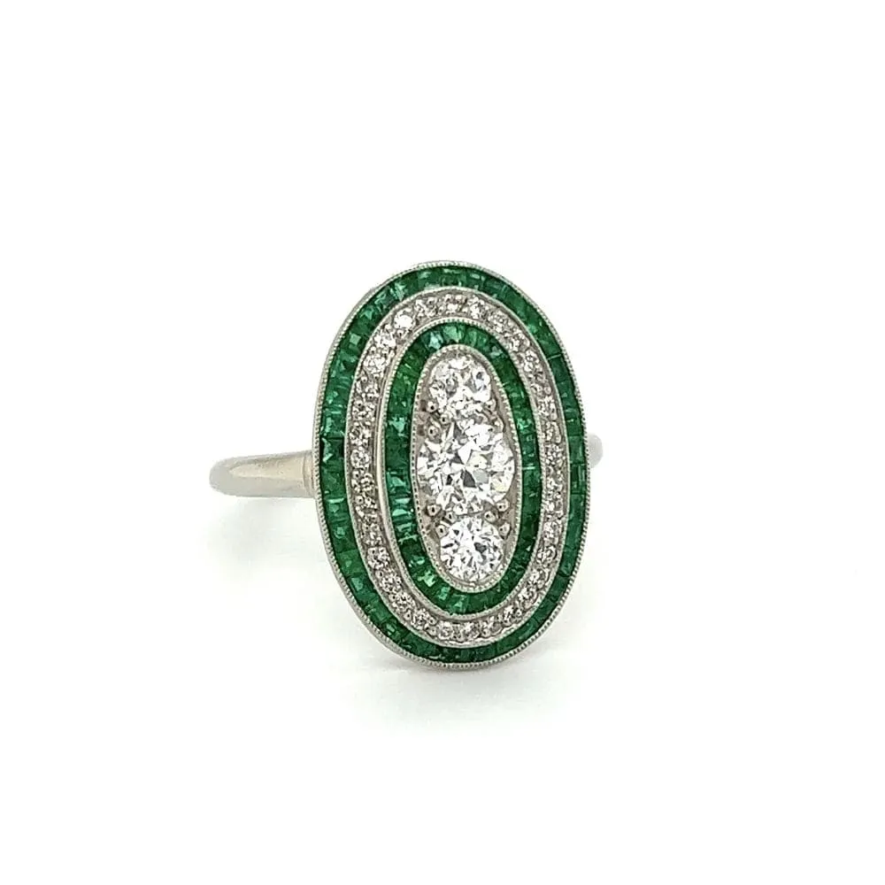 Platinum .41ct OEC Diamond, Emerald & Diamond Oval Shape Ring at Regard Jewelry in Austin, Texas