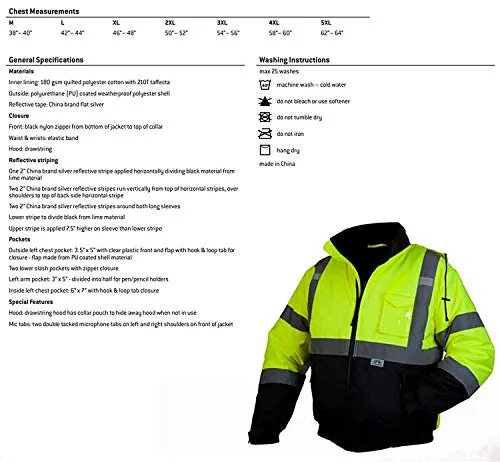 Pyramex Bomber Jacket with Quilted Lining (Hi-Vis Green)