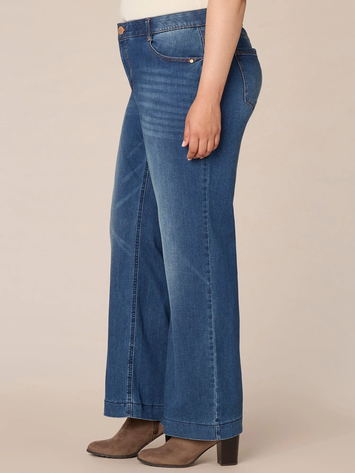 "Ab"solution® Plus Size High Rise Wide Leg Jeans