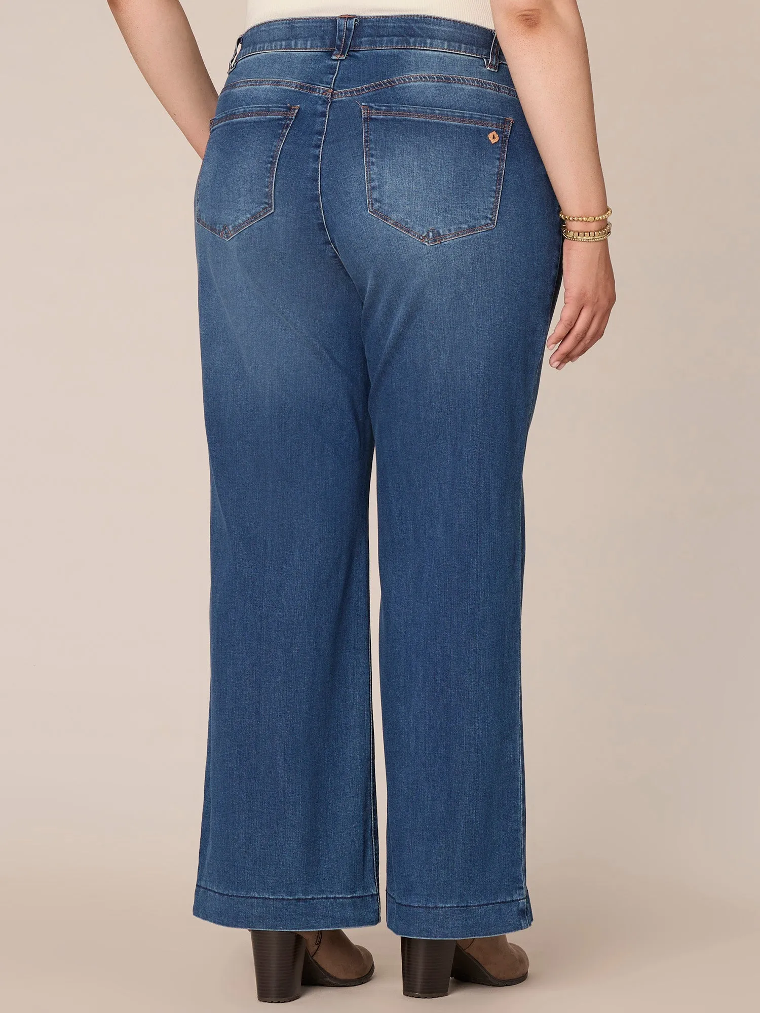 "Ab"solution® Plus Size High Rise Wide Leg Jeans