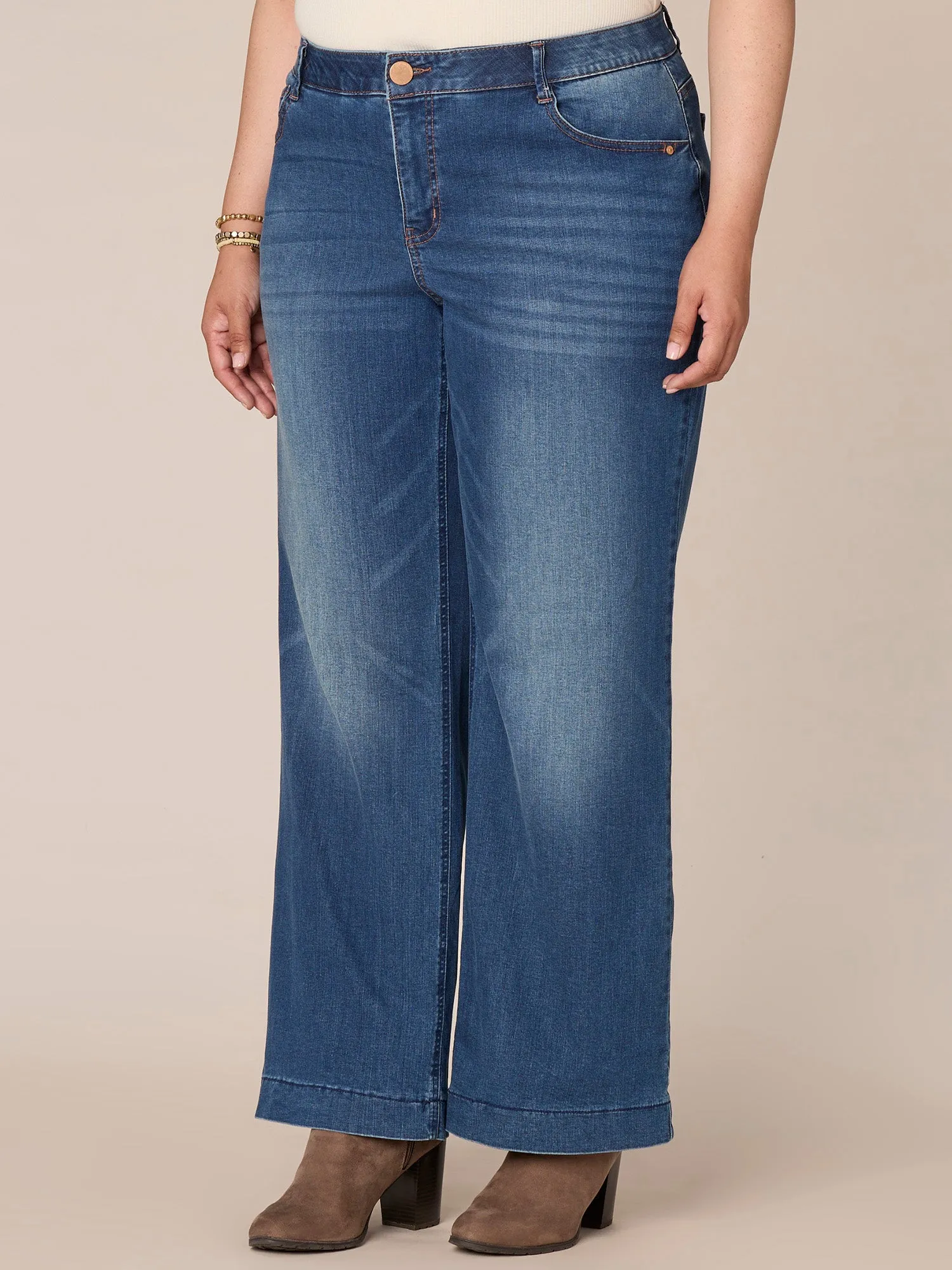 "Ab"solution® Plus Size High Rise Wide Leg Jeans