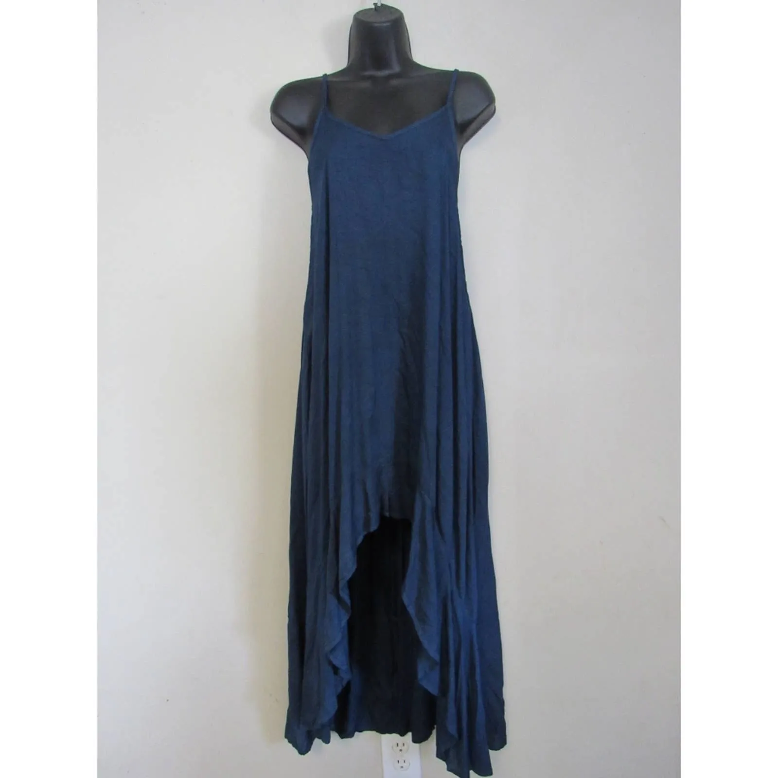 RAVIYA High-low Ruffle Hem Cover-up Maxi Beach Dress Blue Small