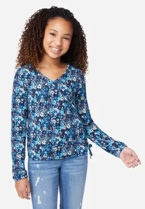 Ribbed Lace-Up Wrap Top