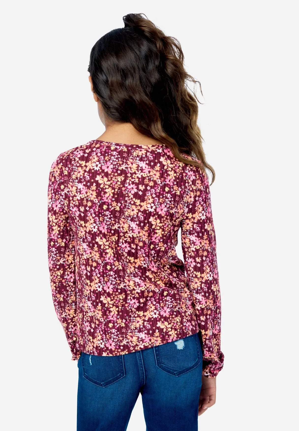 Ribbed Lace-Up Wrap Top