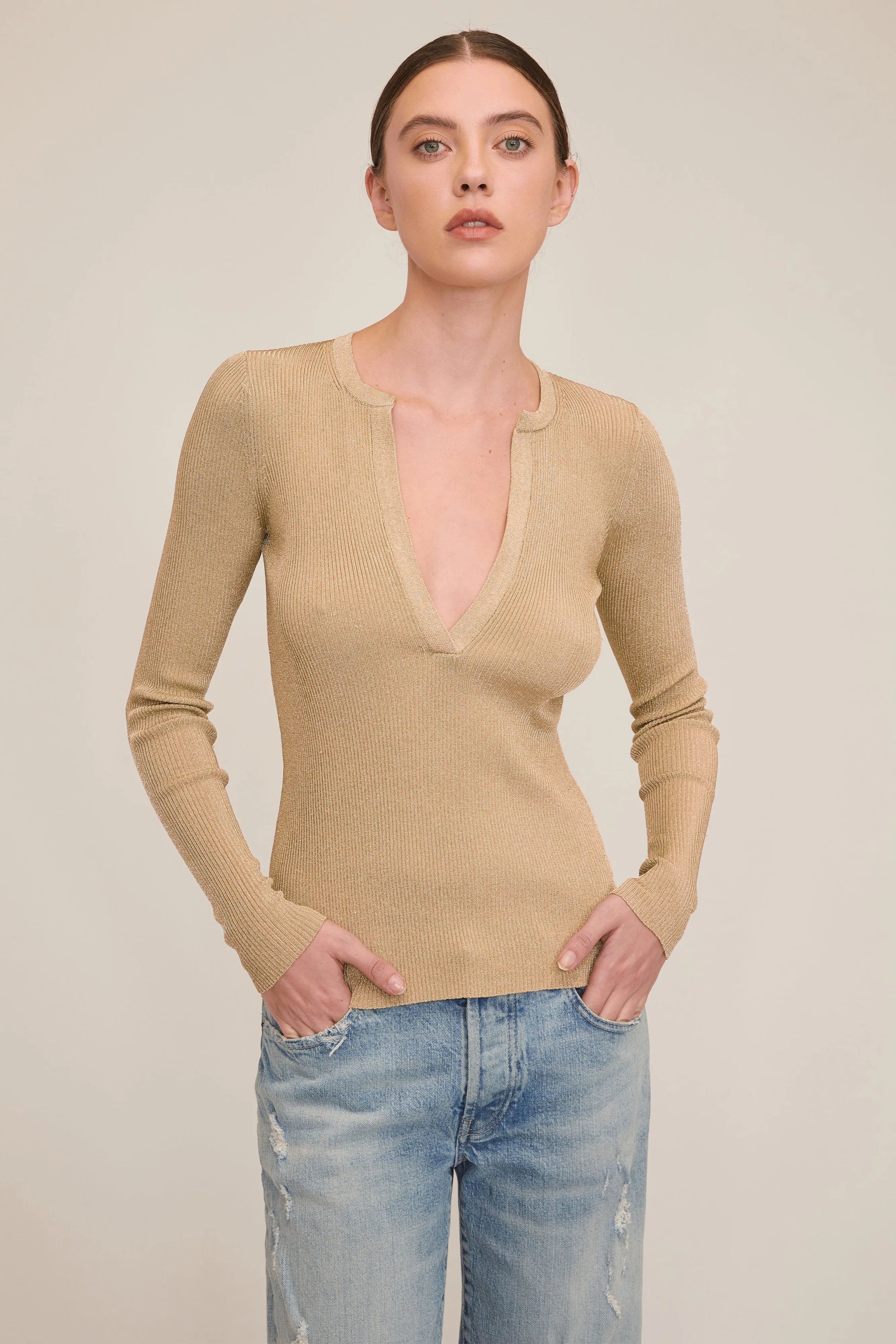 Ribbed Sweater Henley
