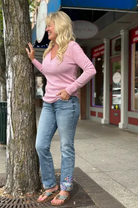 Ruby Mid Rise "Flirty Floral" Straight Jean by Jag