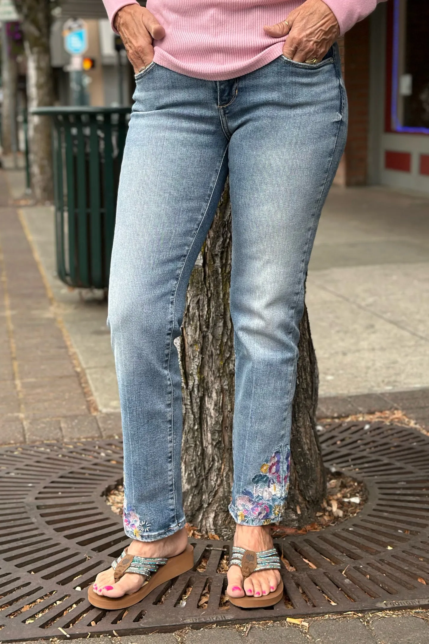 Ruby Mid Rise "Flirty Floral" Straight Jean by Jag