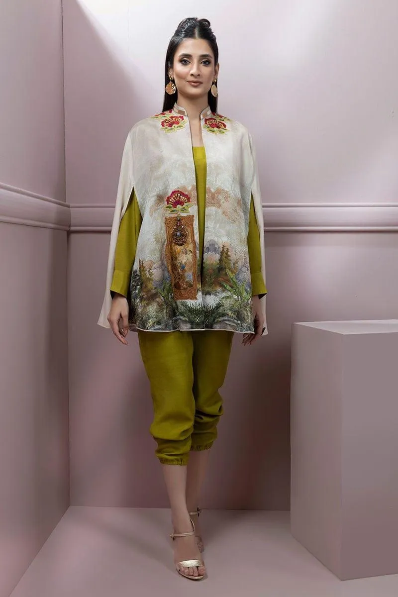 Shamaeel - Solid Silk Co-ord Set with Embroidered Silk Jacket