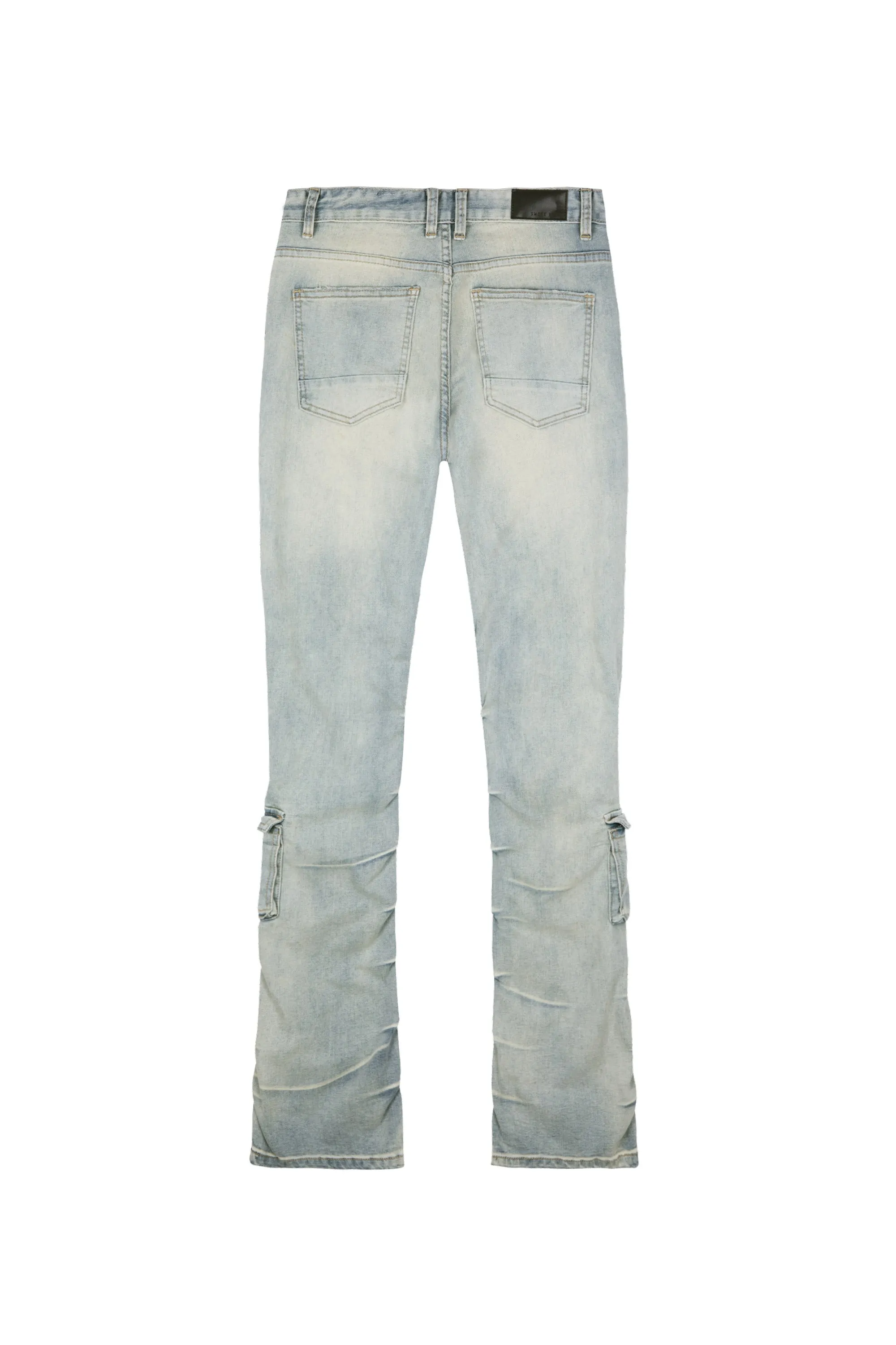 Smoke Rise - Stacked Utility Denim Jeans - Grey