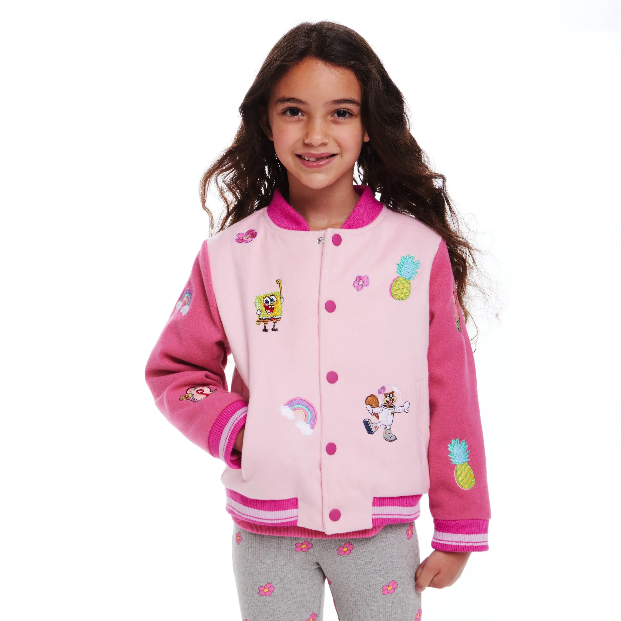 SpongeBob SquarePants™ x Andy & Evan® | Kids (2-6x) Rainbow Patchwork Bomber Jacket