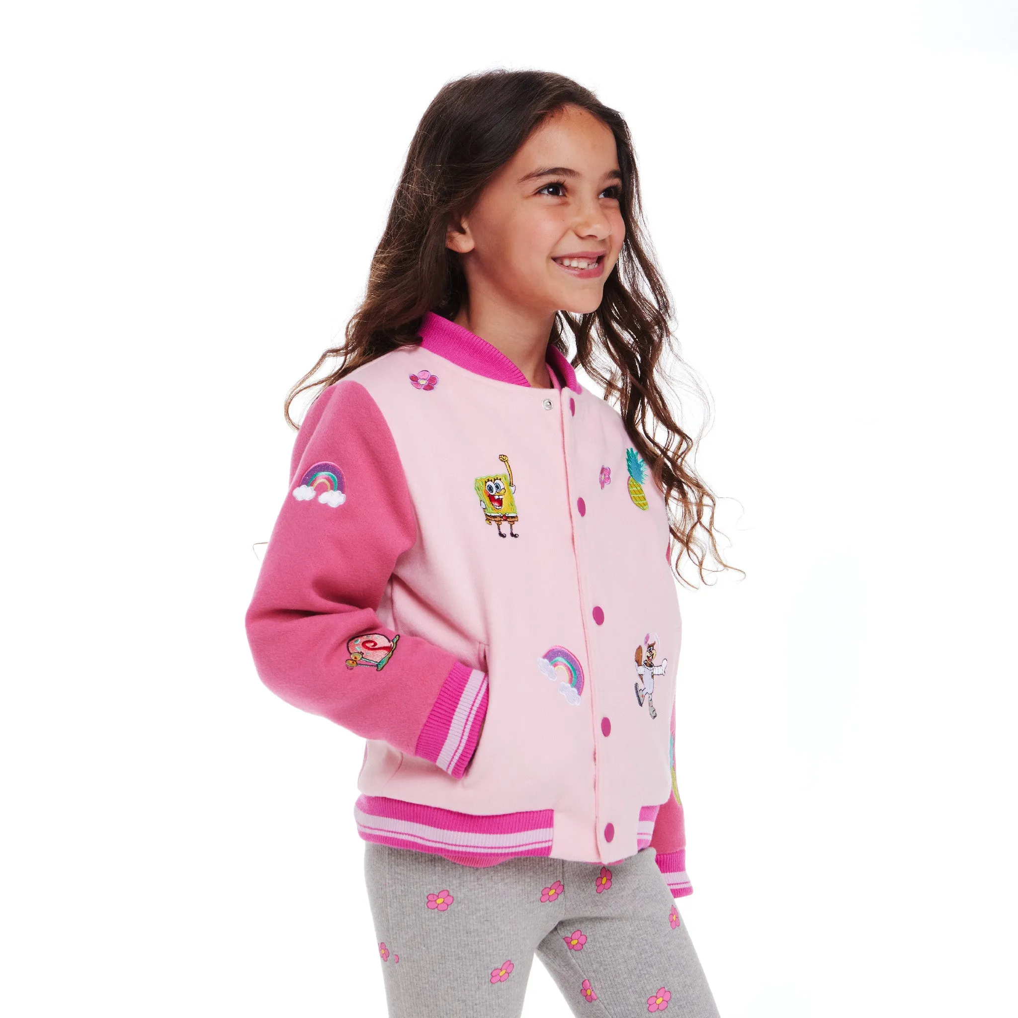SpongeBob SquarePants™ x Andy & Evan® | Kids (2-6x) Rainbow Patchwork Bomber Jacket