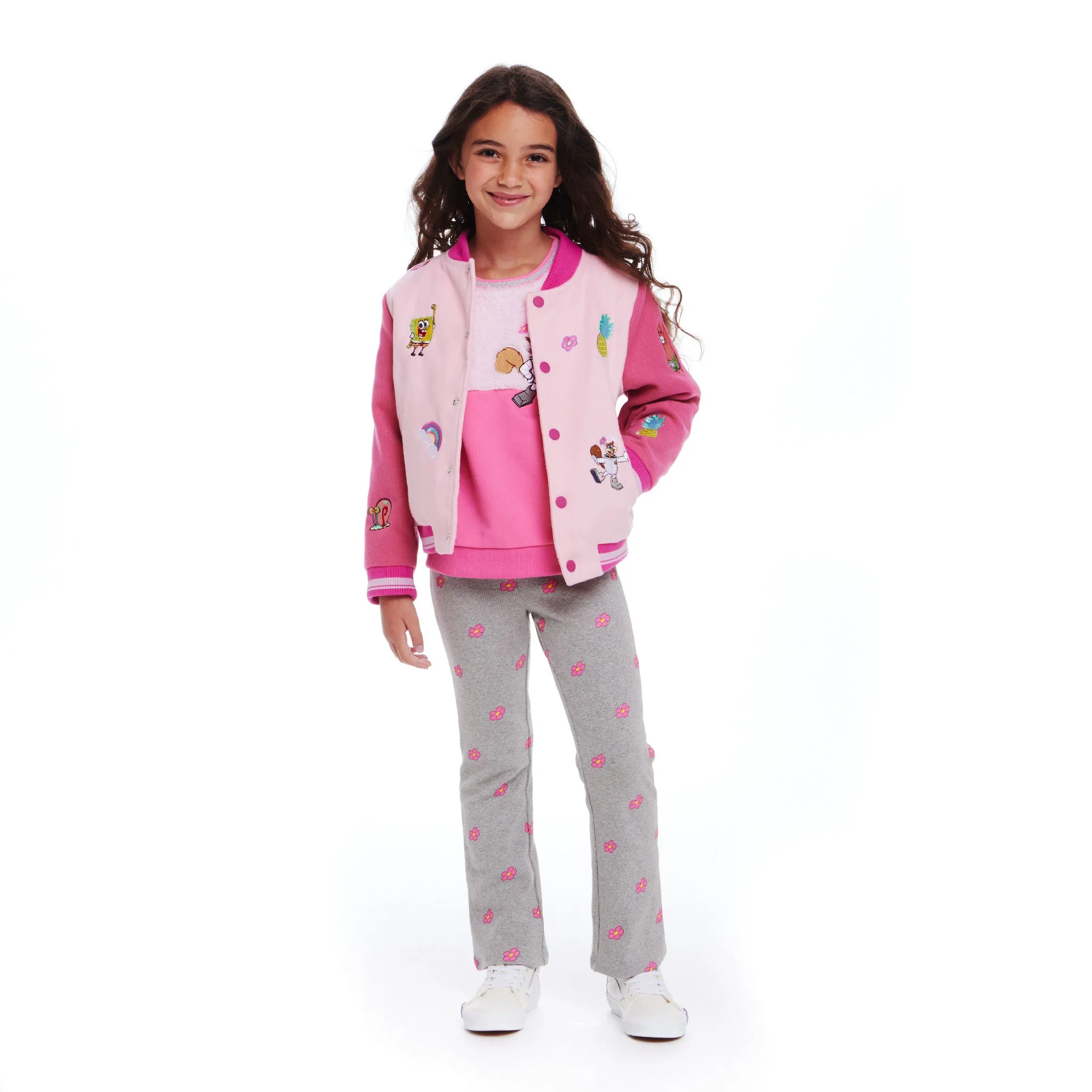 SpongeBob SquarePants™ x Andy & Evan® | Kids (2-6x) Rainbow Patchwork Bomber Jacket