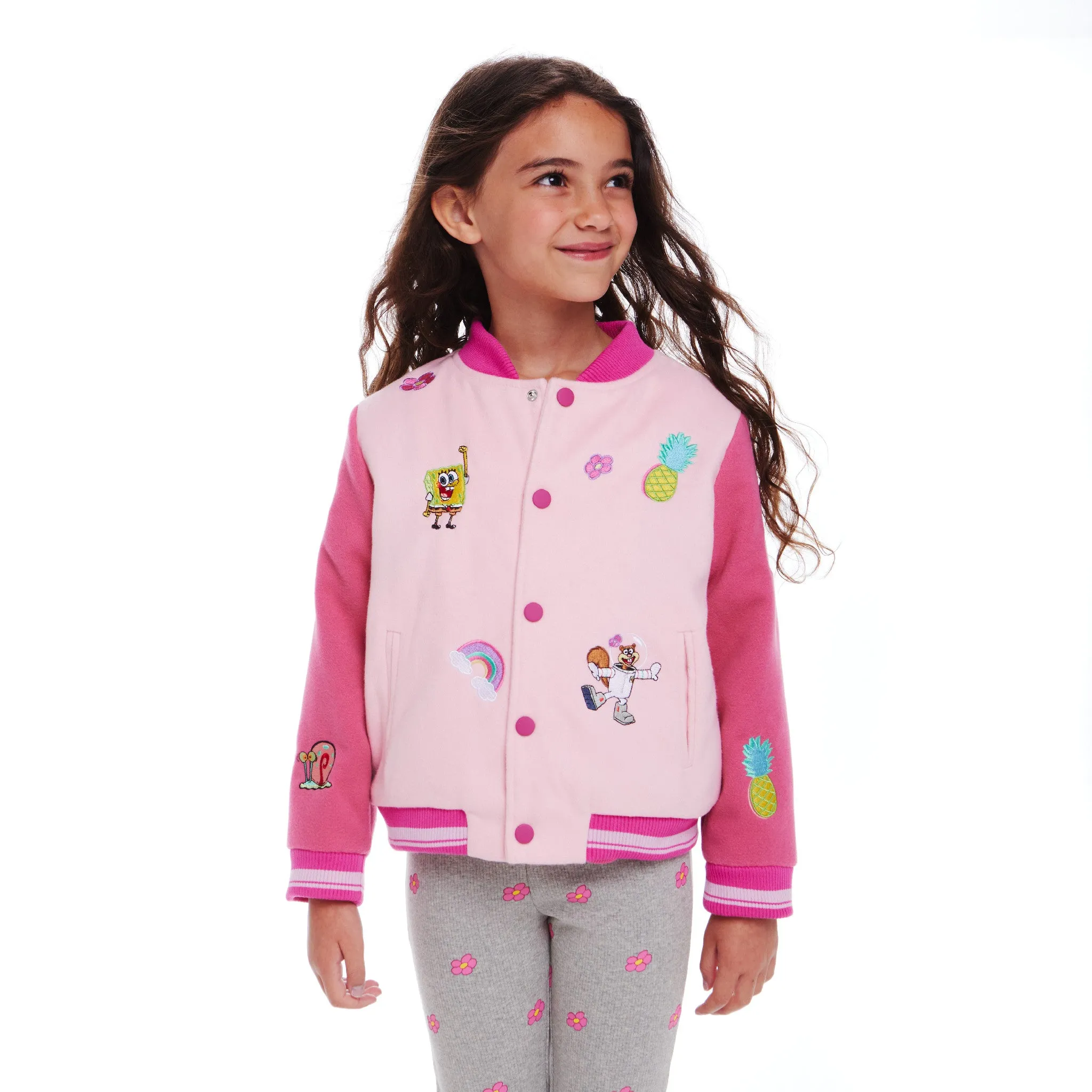 SpongeBob SquarePants™ x Andy & Evan® | Kids (2-6x) Rainbow Patchwork Bomber Jacket