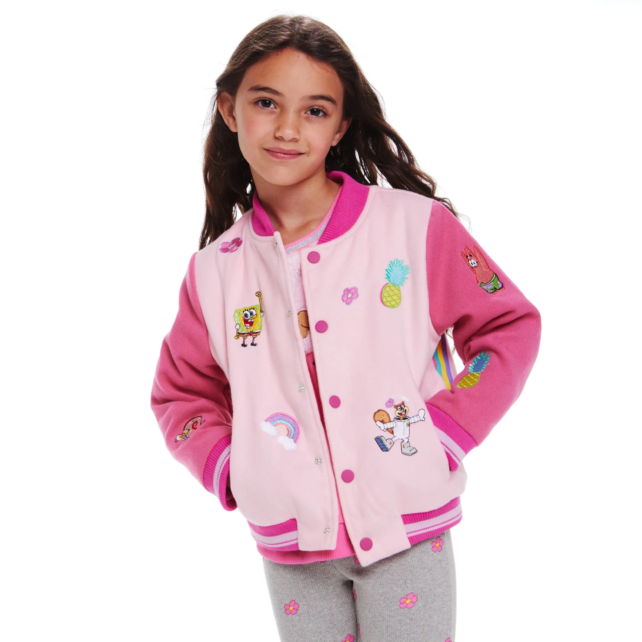 SpongeBob SquarePants™ x Andy & Evan® | Kids (2-6x) Rainbow Patchwork Bomber Jacket