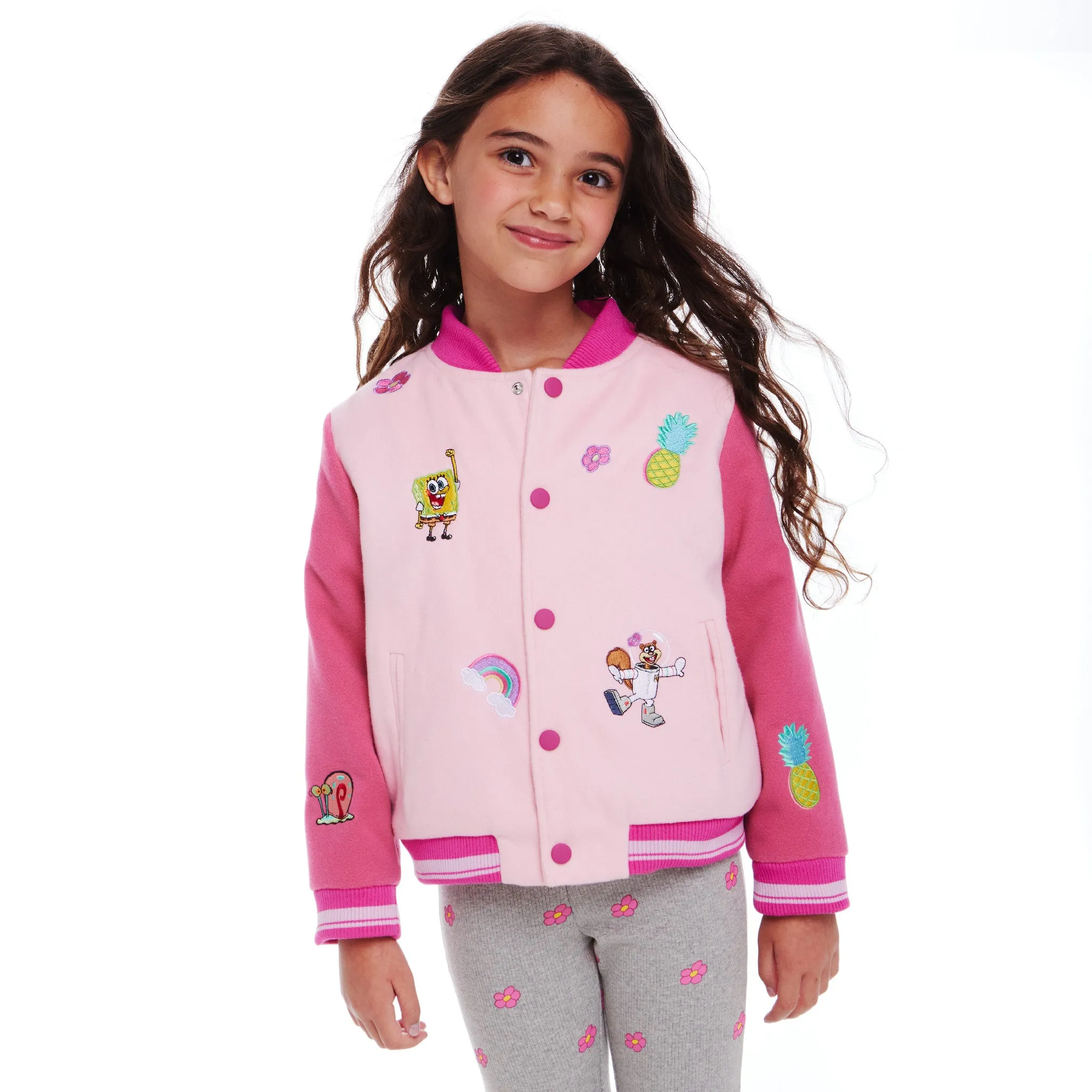 SpongeBob SquarePants™ x Andy & Evan® | Kids (2-6x) Rainbow Patchwork Bomber Jacket