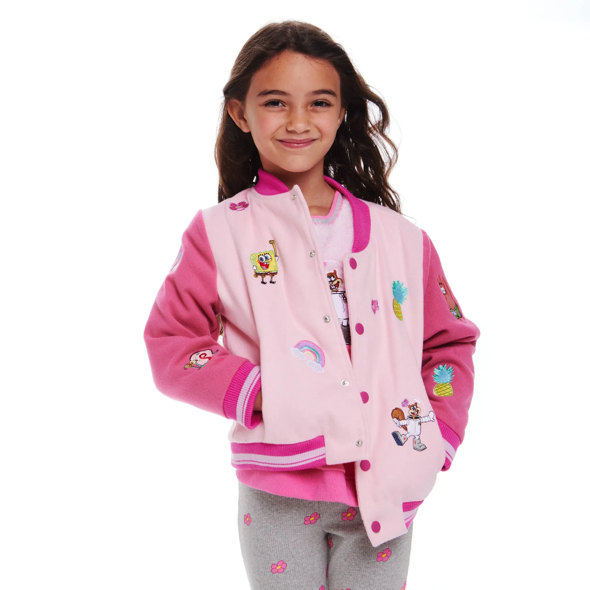 SpongeBob SquarePants™ x Andy & Evan® | Kids (2-6x) Rainbow Patchwork Bomber Jacket