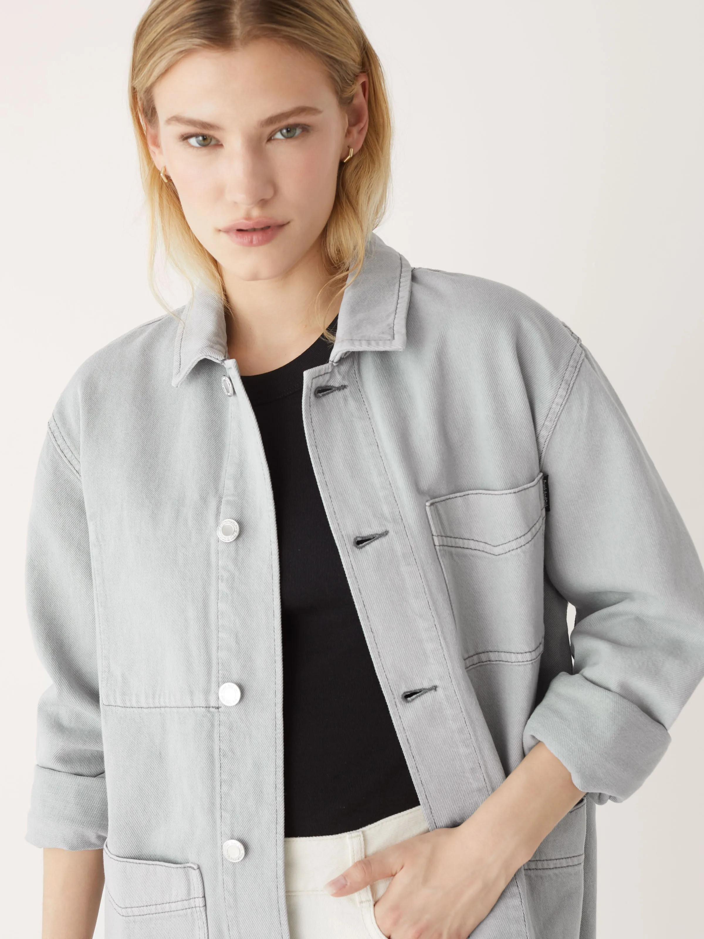 The Cottonized Hemp Overshirt in Grey Cloud