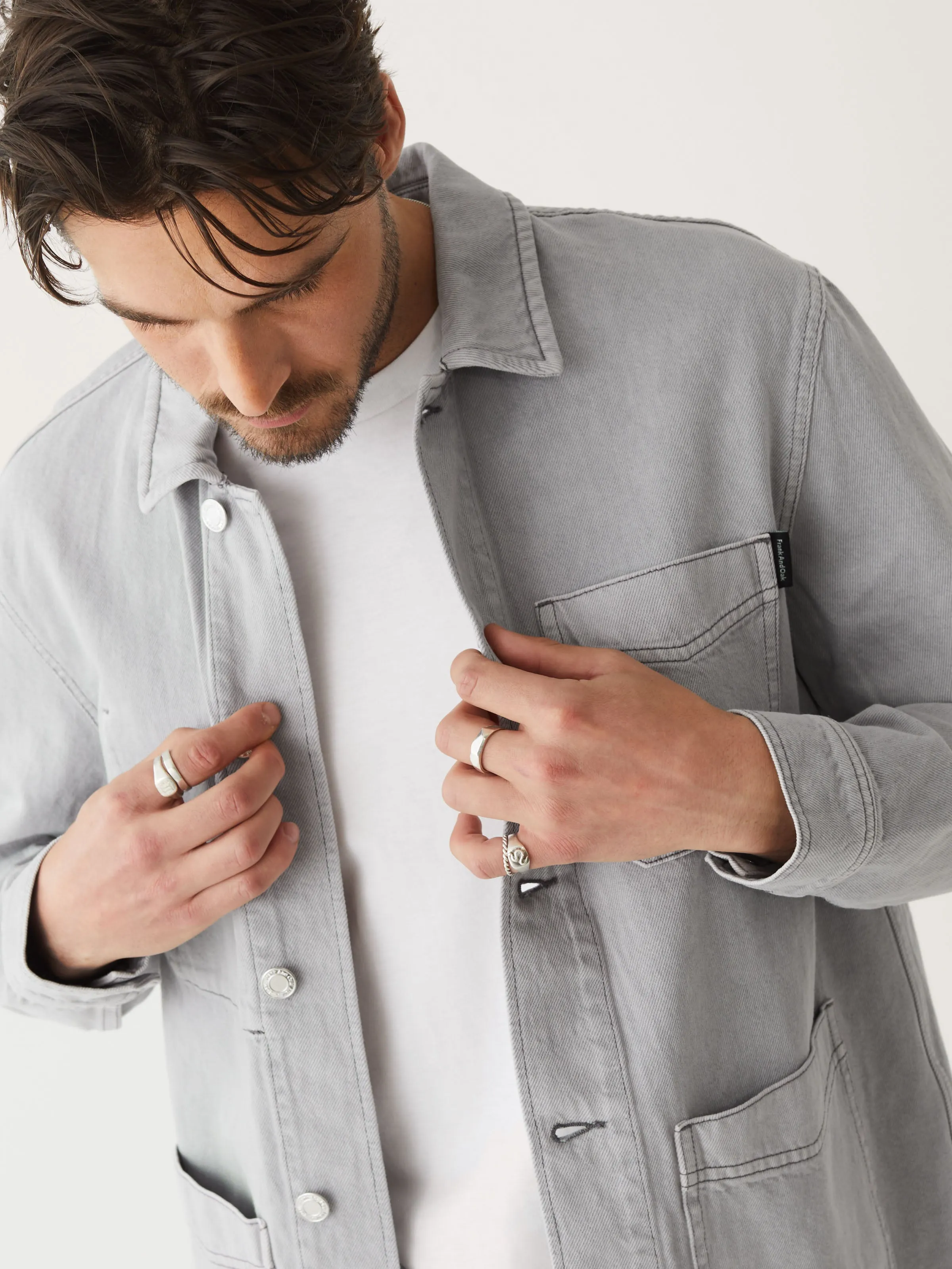 The Cottonized Hemp Overshirt in Grey Cloud