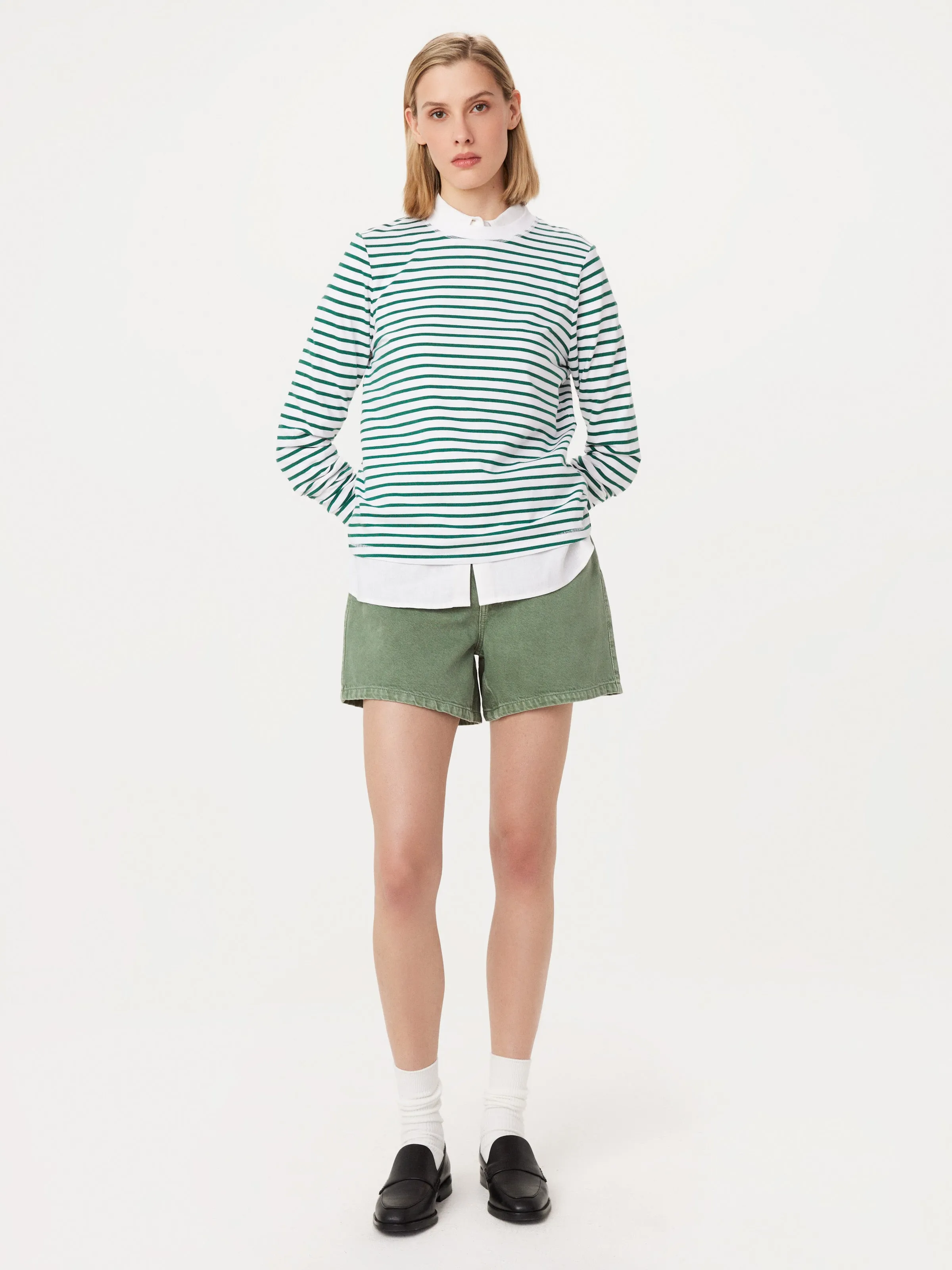 The Courtney Loose Denim Short in Sage Green