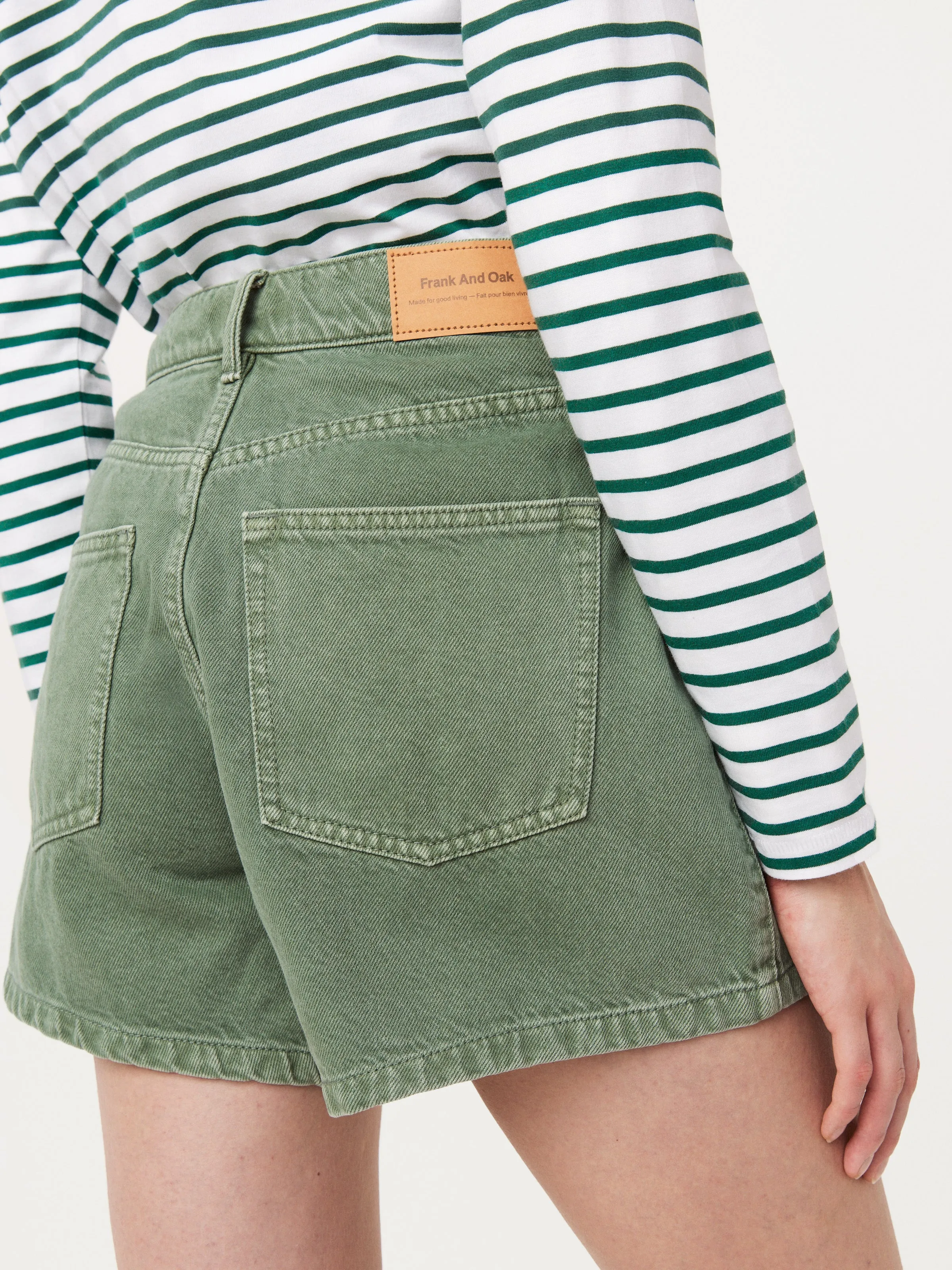 The Courtney Loose Denim Short in Sage Green