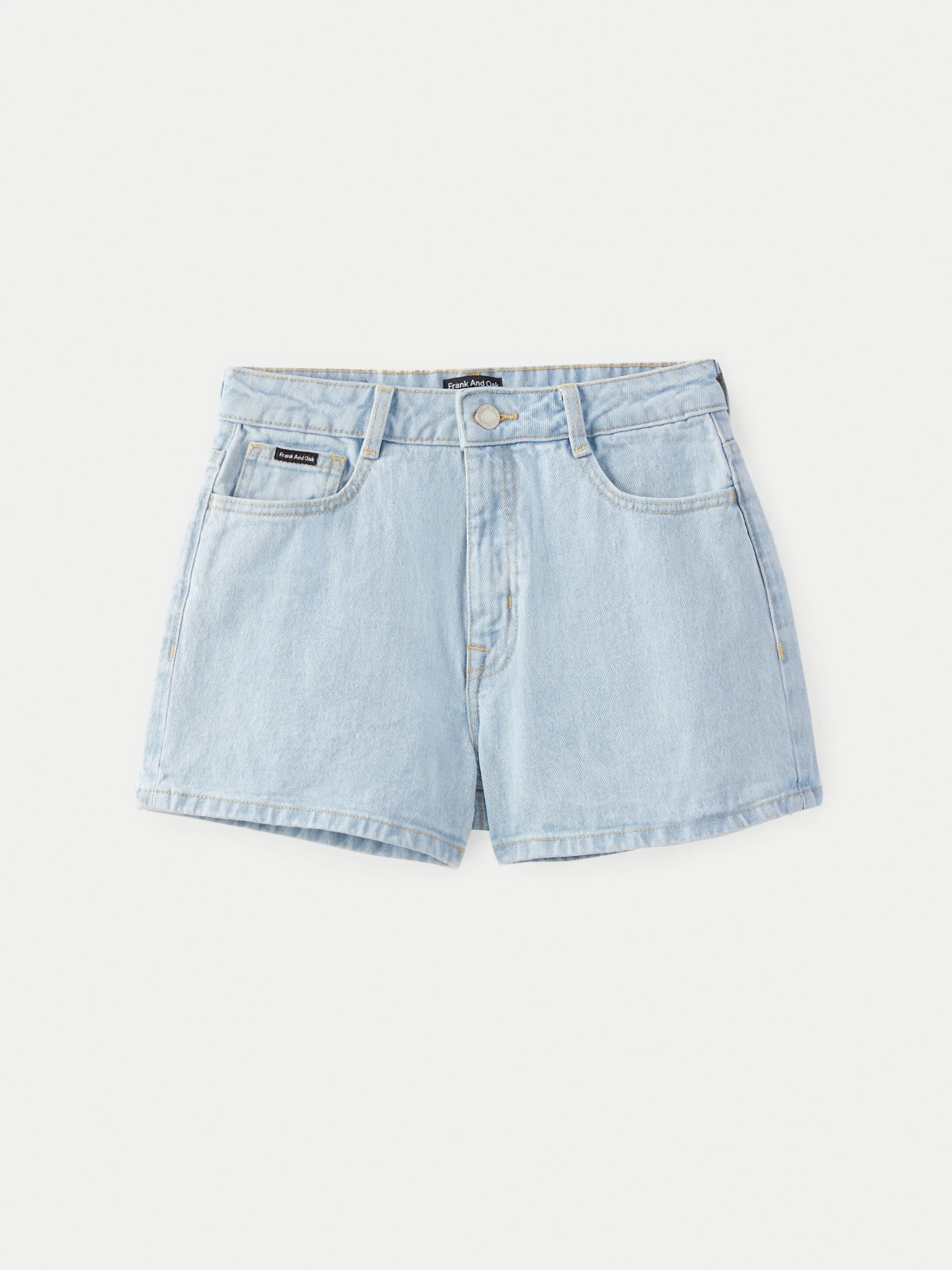 The Stevie Tapered Denim Short in Bleached Blue